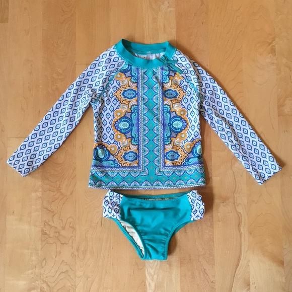 CABANA LIFE | Jewel Scarf 2-Piece Girls Rashguard Swimsuit - Picture 4 of 16